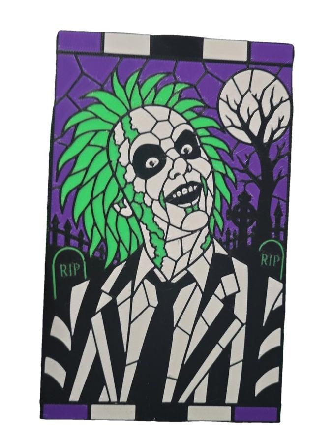 Gothic Ghost Portrait Wall Art, Stained Glass Style 3D Print