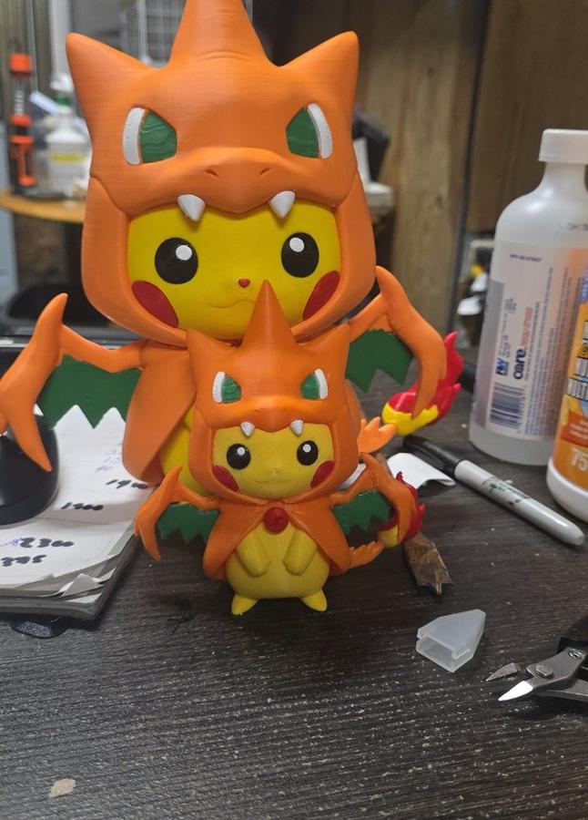 Dragon-Costume Mouse Duo, 3D Printed Collectible Pair (5" / 7" sizes)