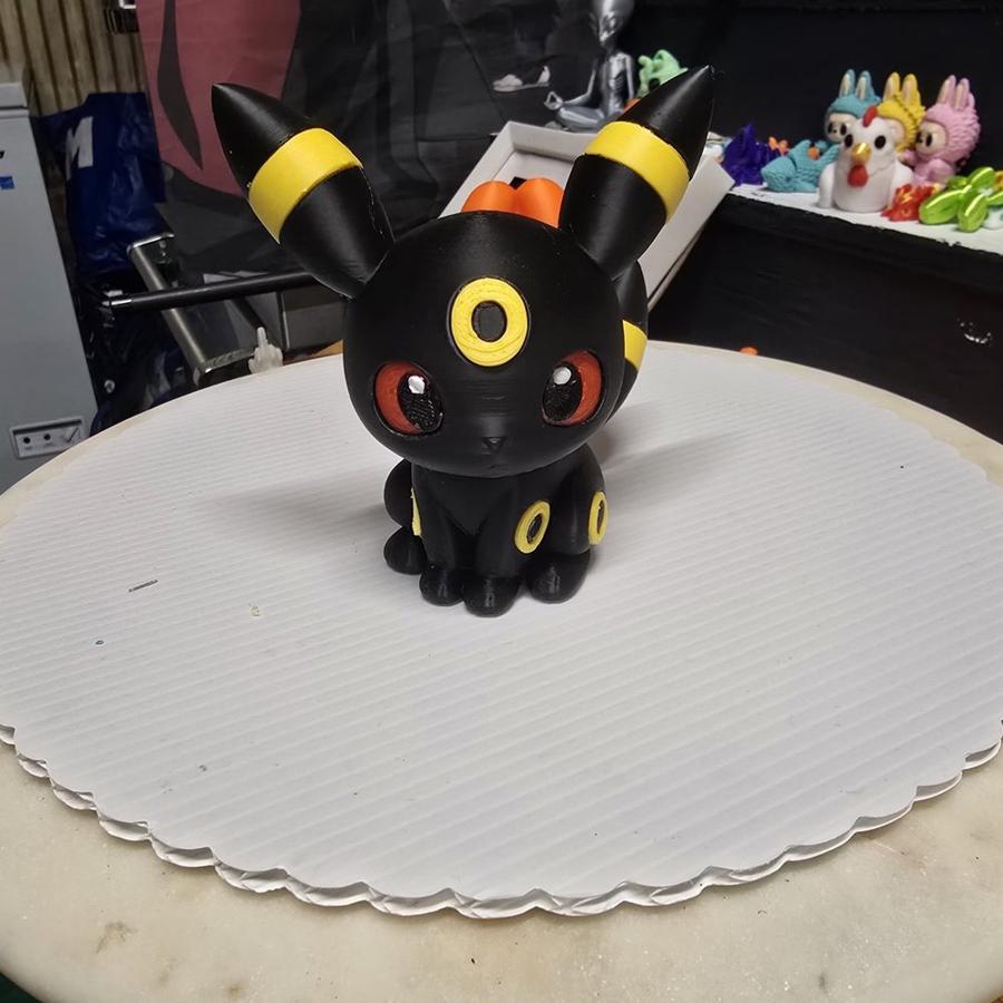 Chibi Moon Fox Figure, Black & Yellow Anime-Style Collectible