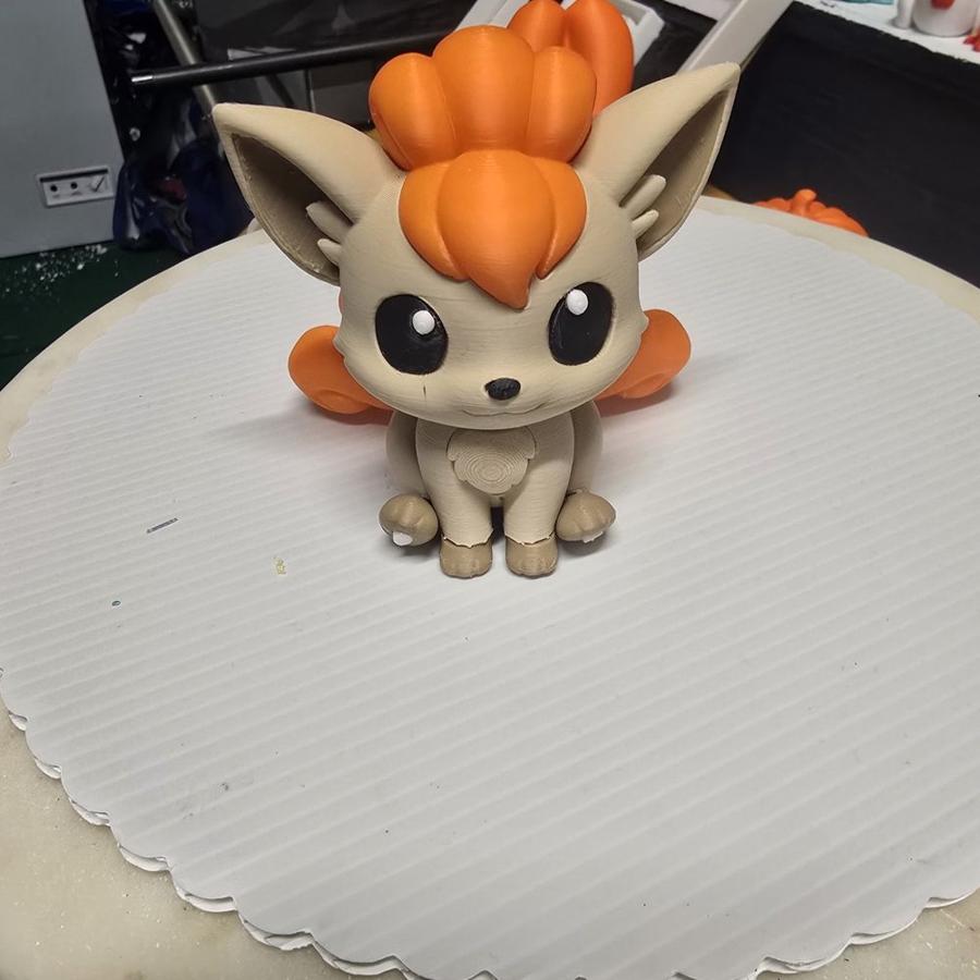 Chibi Fire Fox Figure, Tan & Orange Anime-Style Collectible