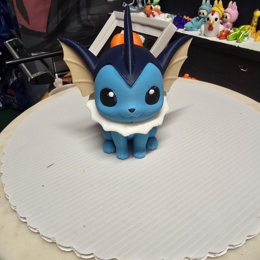Chibi Water Fox Figure, Blue Anime-Style Collectible