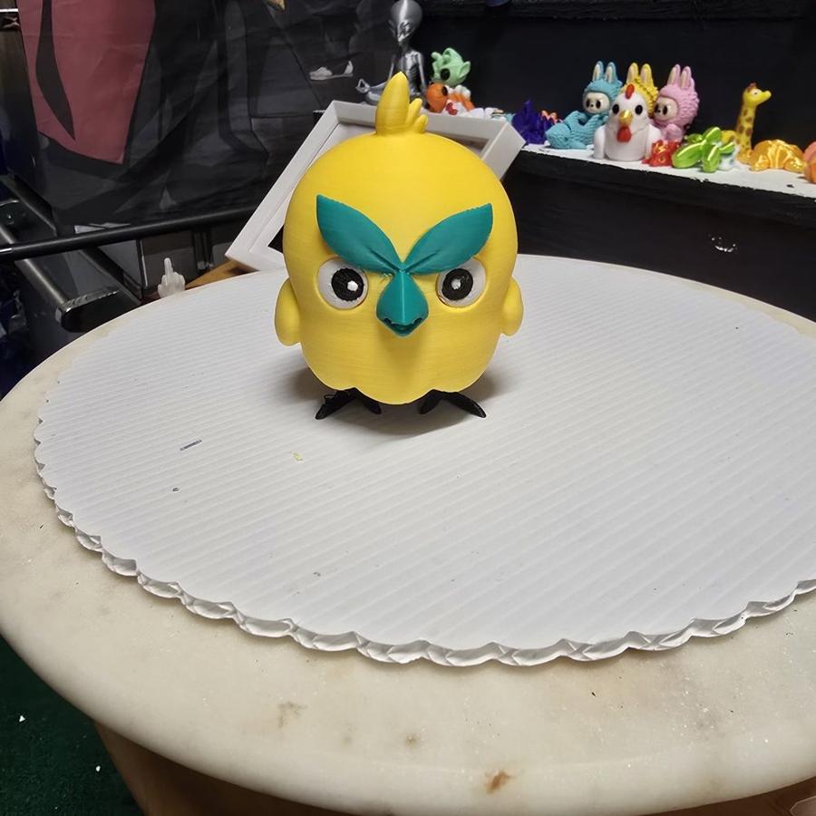 Grumpy Yellow Bird Figure, 3D Printed Game-Style Collectible