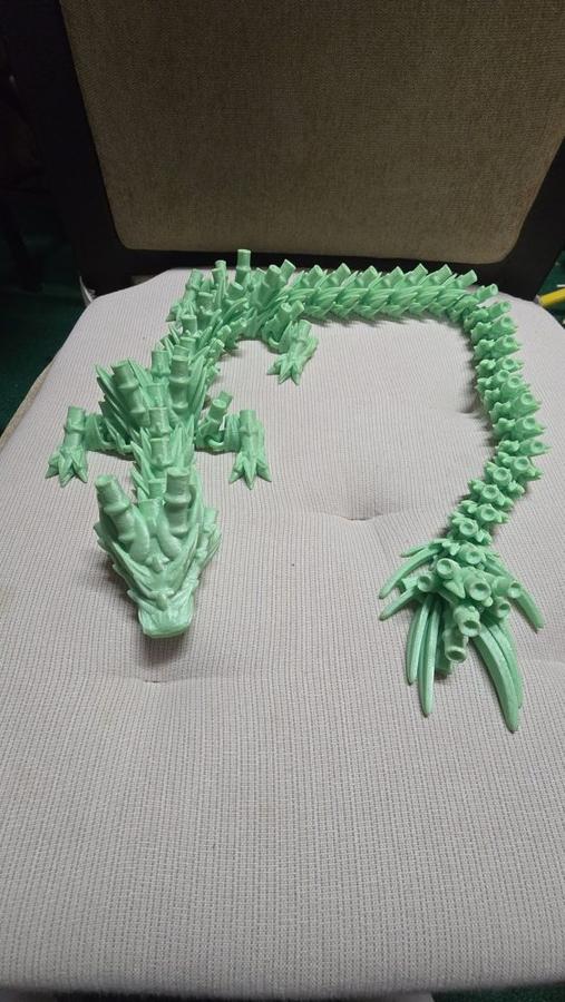 Lucky Dragon, Articulated 3D Printed Dragon with Clover Tail (Mint)