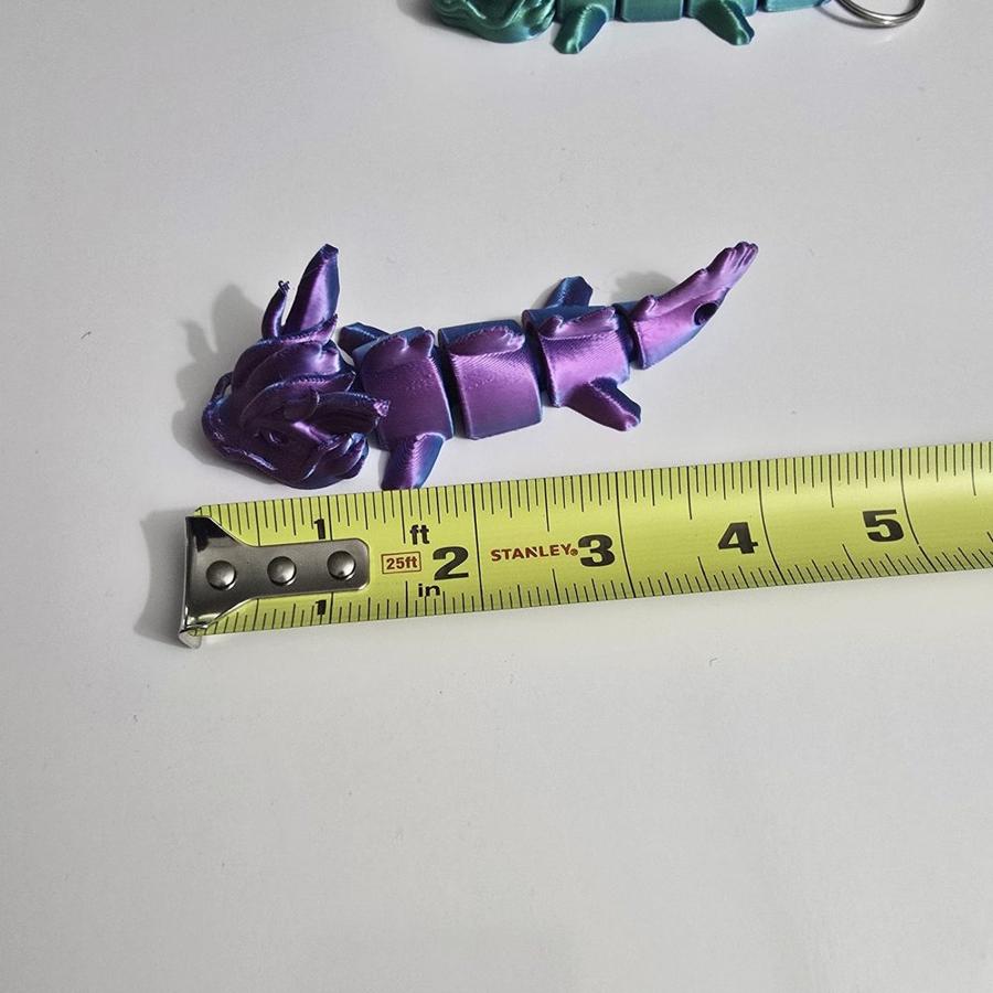 Small Purple Articulated Dragon, 3D Printed Mini Flexible Dragon