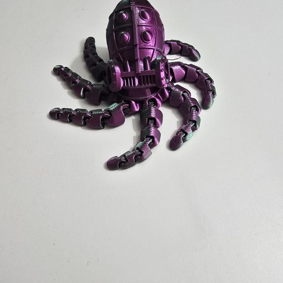 Steampunk Articulated Octopus, 3D Printed Flexible Fidget Toy