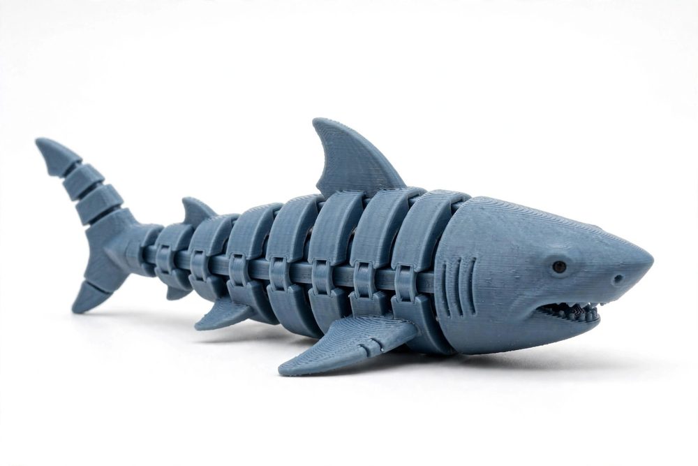 Articulated Shark Fidget, 3D Printed Flexible Shark Toy
