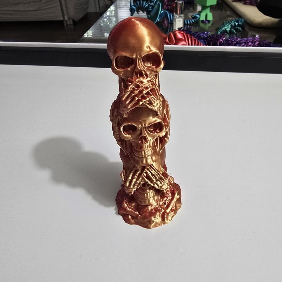 Skull Totem Fidget, 3D Printed Articulated Skull Toy