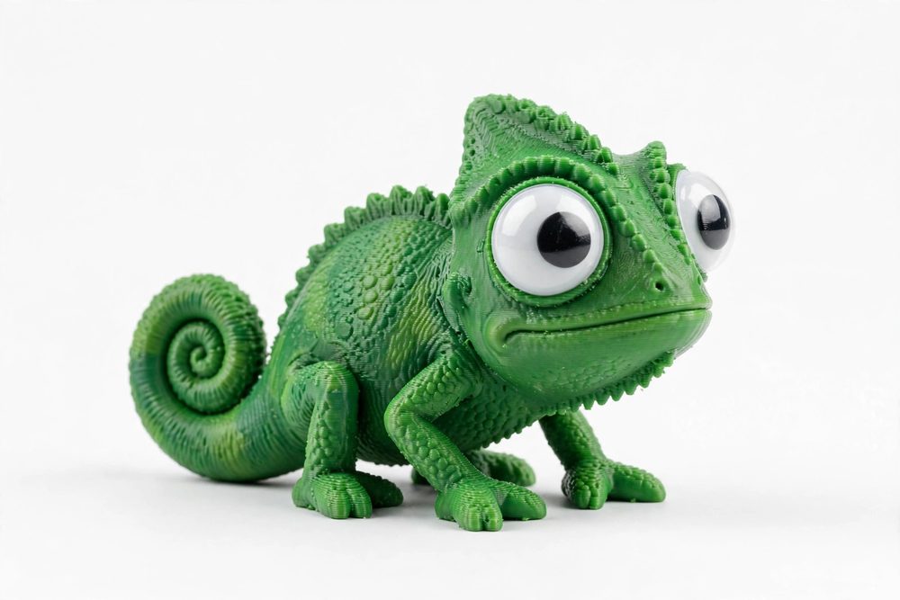 Googly-Eye Chameleon, 3D Printed Funny Lizard Figure